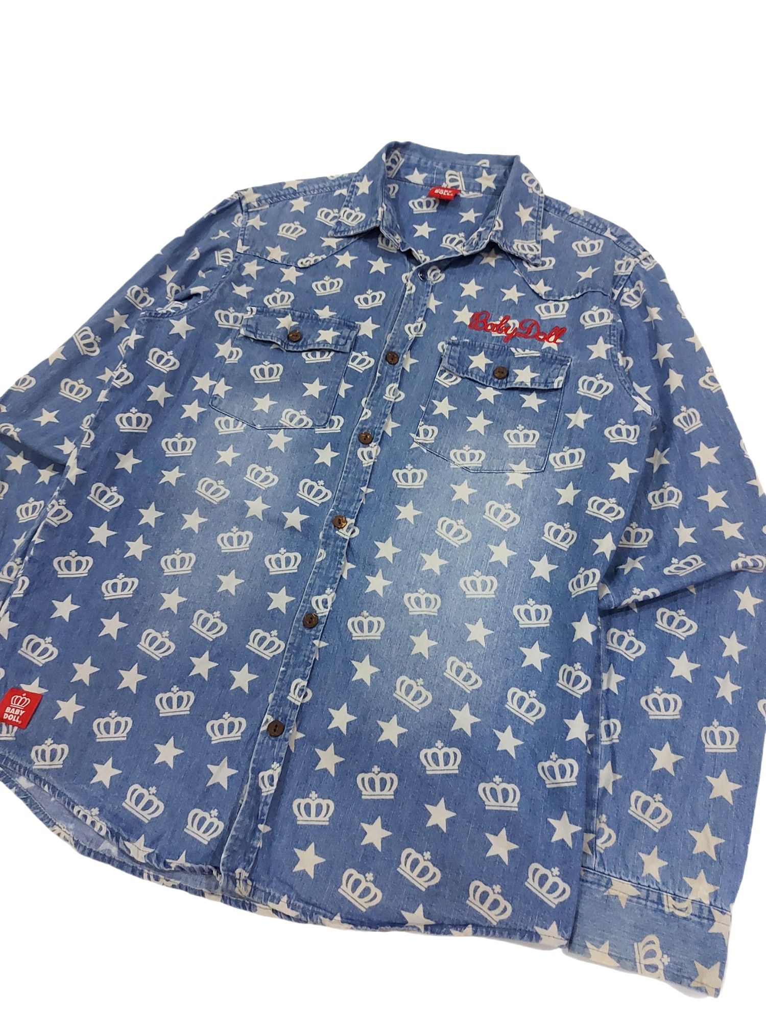 Designer × Japanese Brand RARE! BABY DOLL ALLOVER LOGO EMBROIDERED SPELL OUT WESTERN Size US M / EU 48-50 / 2 - 6 Thumbnail