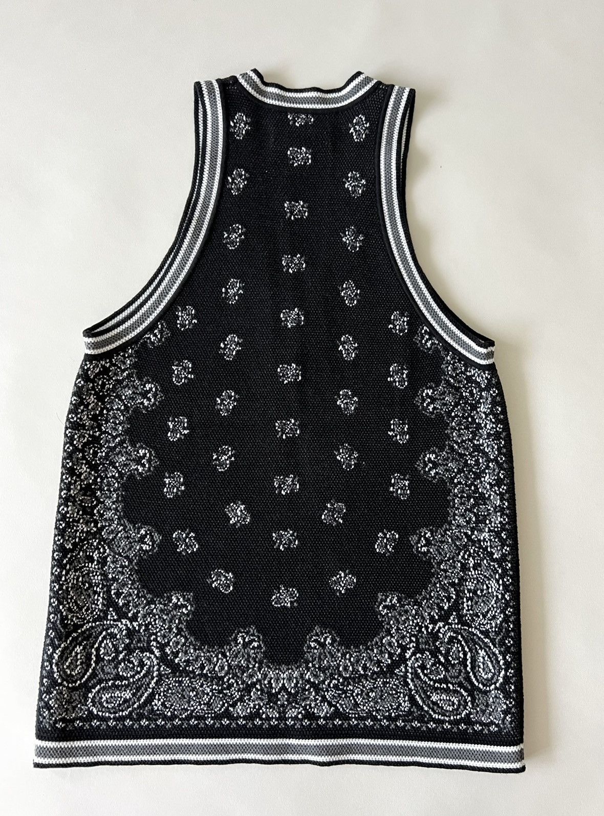 Amiri Paisley Bandana Print Cotton and Cashmere Knit Top