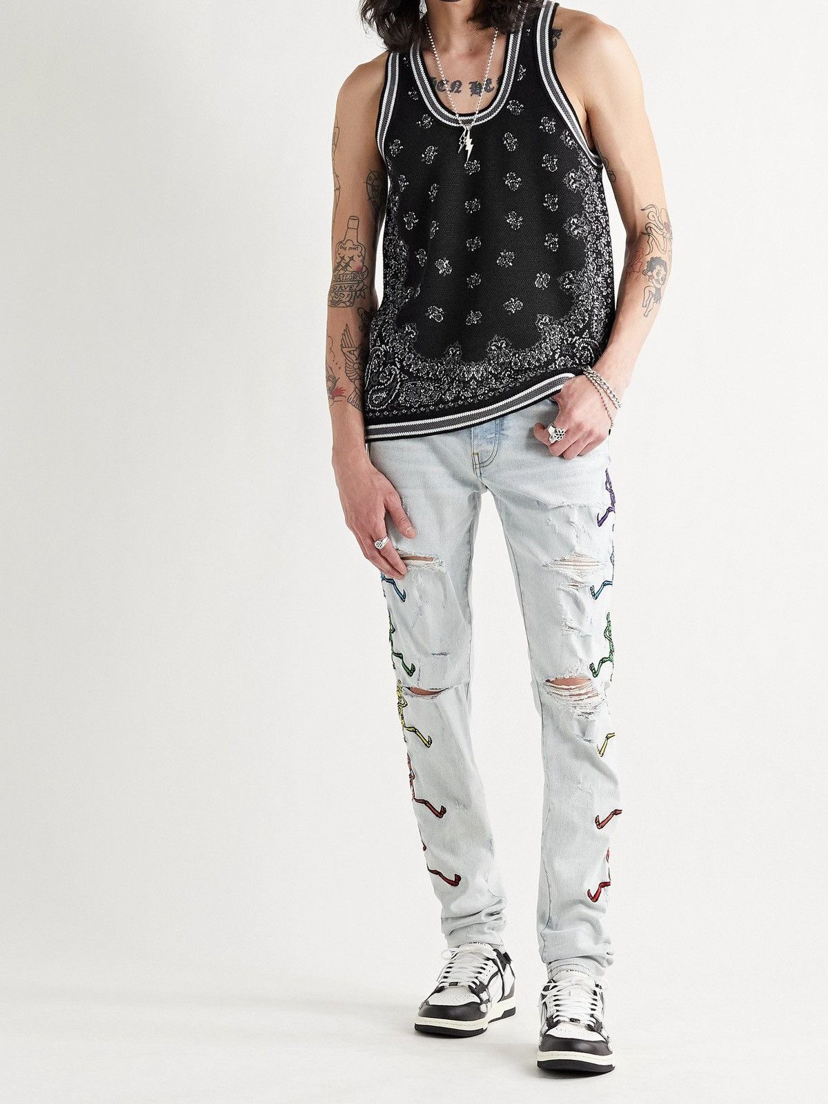 Amiri Amiri Paisley Bandana Print Cotton and Cashmere Knit Top Size US M / EU 48-50 / 2 - 1 Thumbnail