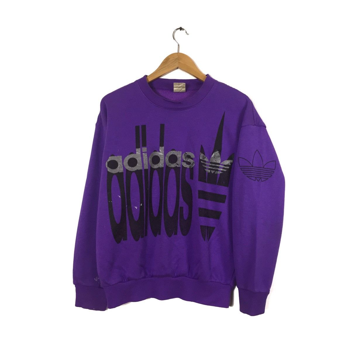 image of Adidas Sweatshirt Adidastrefoil Adidas Three Stripe in Purple, Men's (Size Medium)