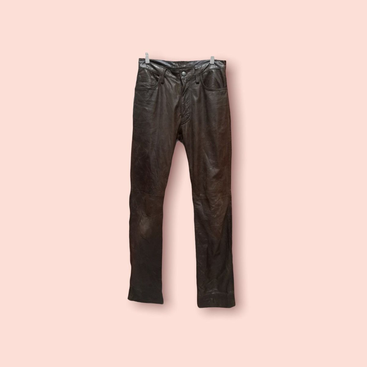 image of Vintage Abahouse Cowhide Leather Pants in Dark Brown, Men's (Size 29)