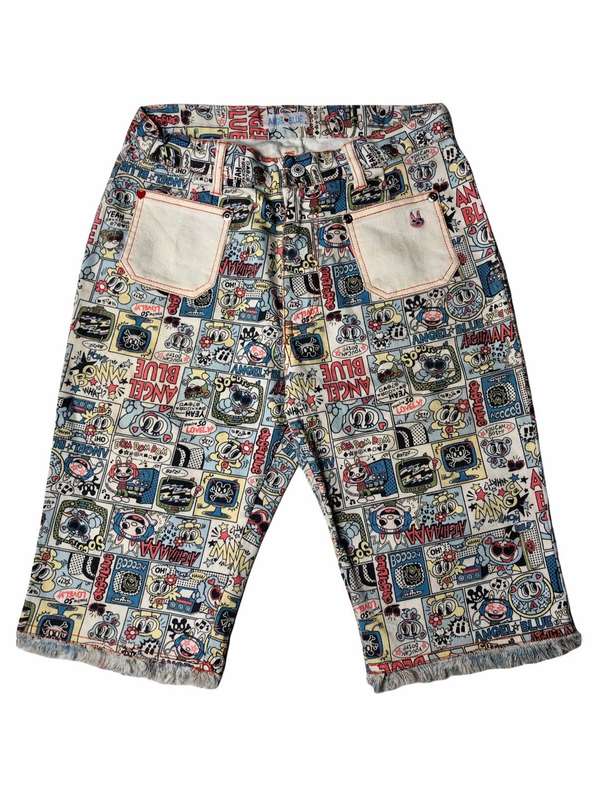 Hysteric Glamour × Japanese Brand 1990s Angel Blue - Fullprinted Angel Blue Comic Short Pants Size US 28 / EU 44 - 1 Thumbnail