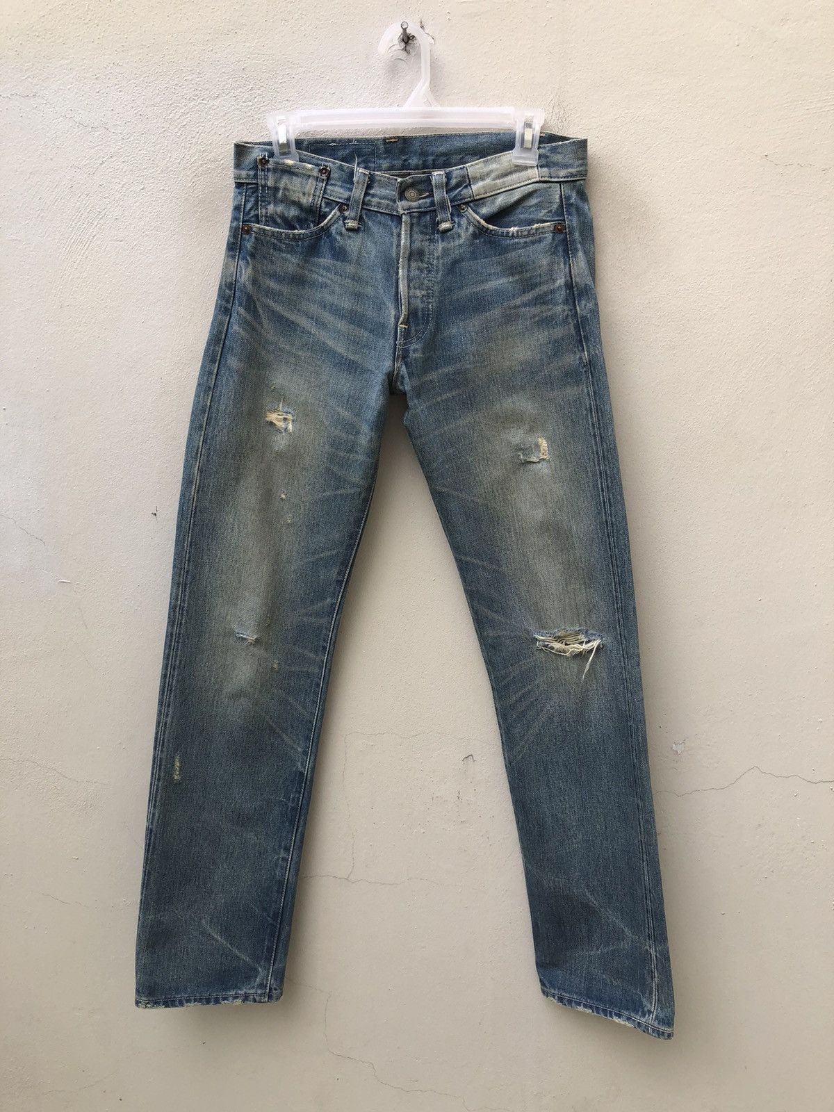 Levi's Vintage Clothing Vintage Japan LVC Levi’s 501 E Distressed Denim Selvedge Size US 29 - 1 Thumbnail