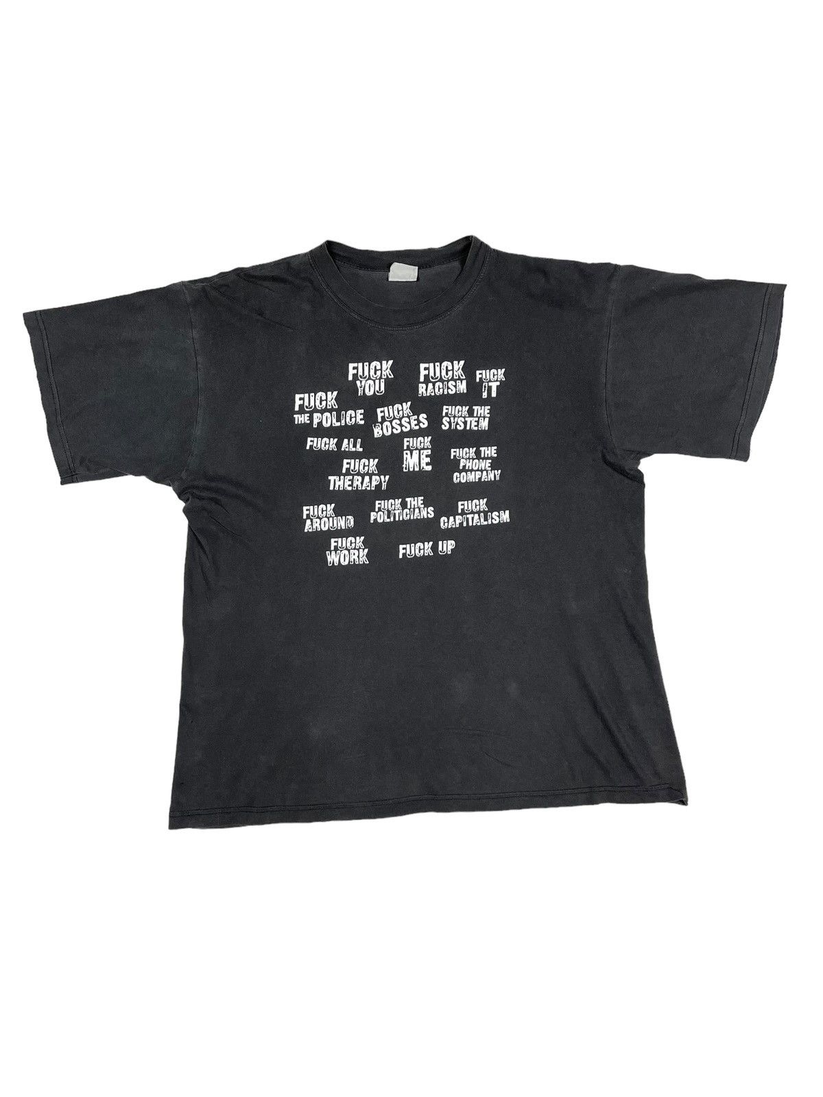 Vintage Vintage Fuck Everything T-shirt Faded 90s Size US XL / EU 56 / 4 - 2 Thumbnail
