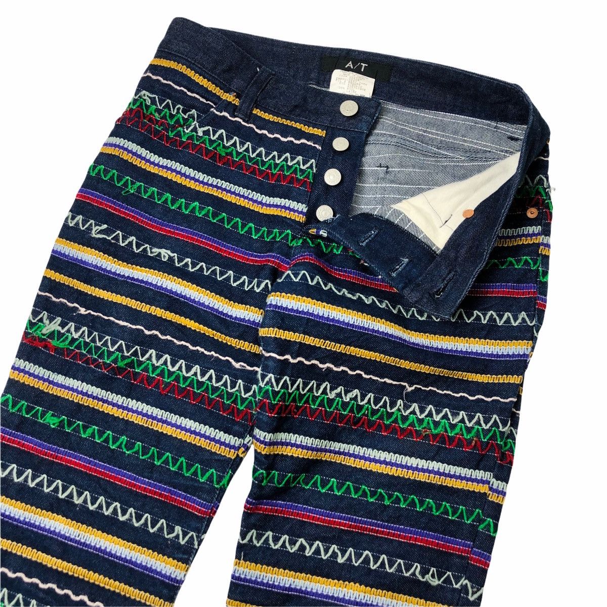Hysteric Glamour × Japanese Brand 2000s Atsuro Tayama Knitted On Denim Pants Size US 29 - 2 Thumbnail