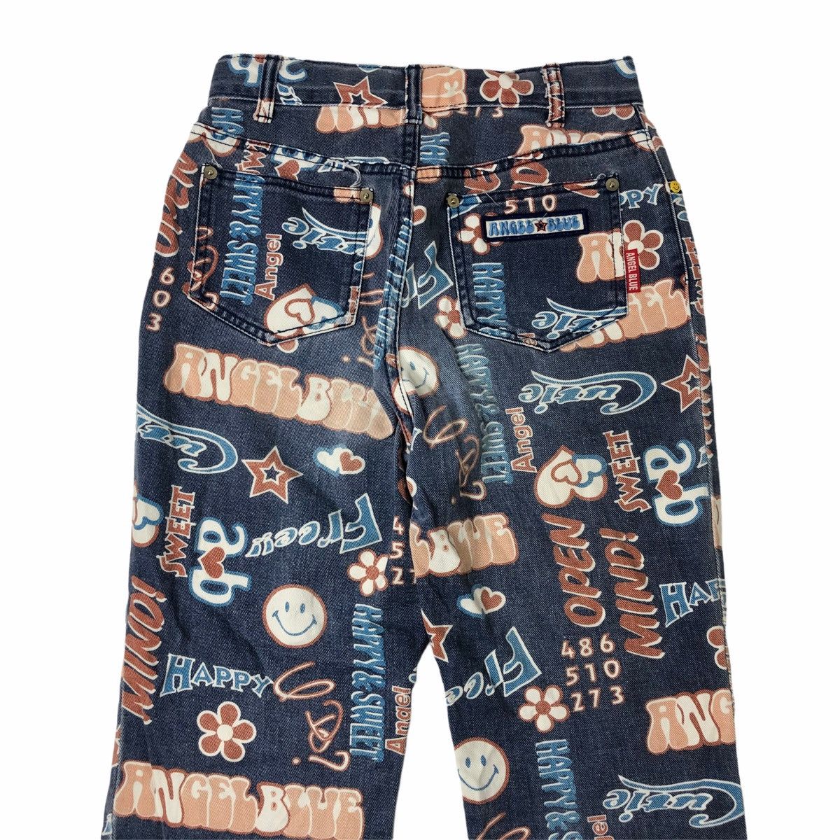 Hysteric Glamour × Japanese Brand 1990s Angel Blue - Fullprinted Word & Smile Denim Pants Size US 29 - 5 Thumbnail