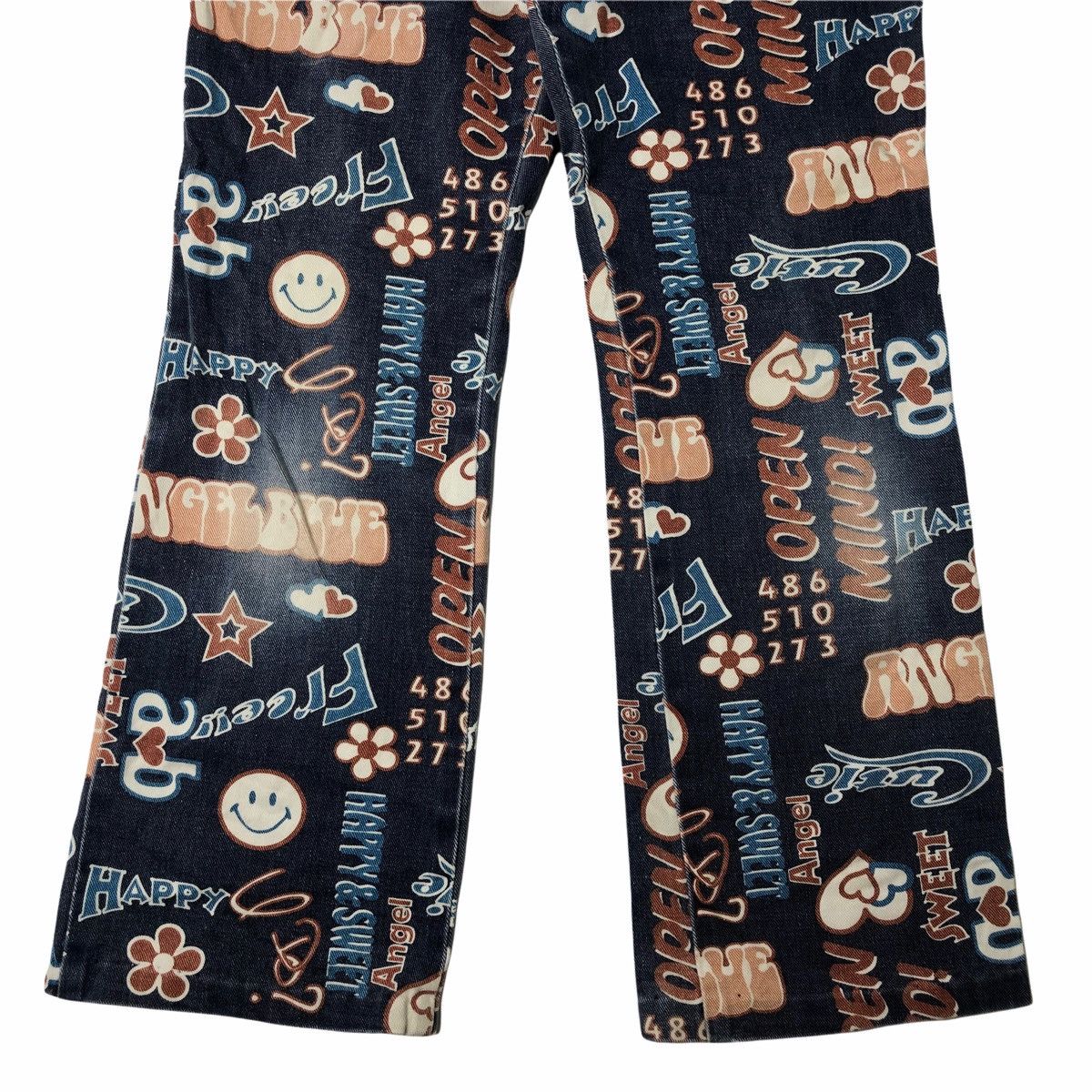 Hysteric Glamour × Japanese Brand 1990s Angel Blue - Fullprinted Word & Smile Denim Pants Size US 29 - 4 Thumbnail