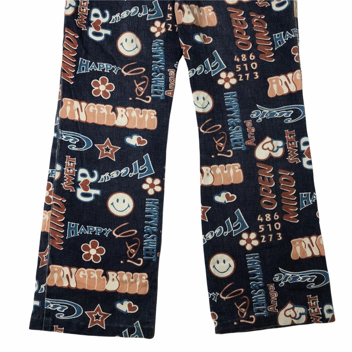 Hysteric Glamour × Japanese Brand 1990s Angel Blue - Fullprinted Word & Smile Denim Pants Size US 29 - 6 Thumbnail
