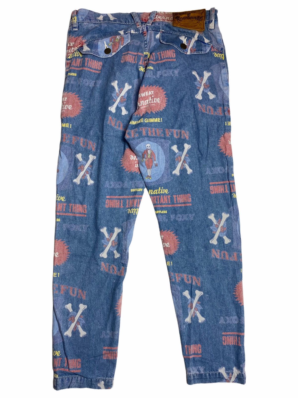 Hysteric Glamour 1990s RNA Inc - Printed Cross Bone Denim Pants Size US 30 / EU 46 - 1 Thumbnail