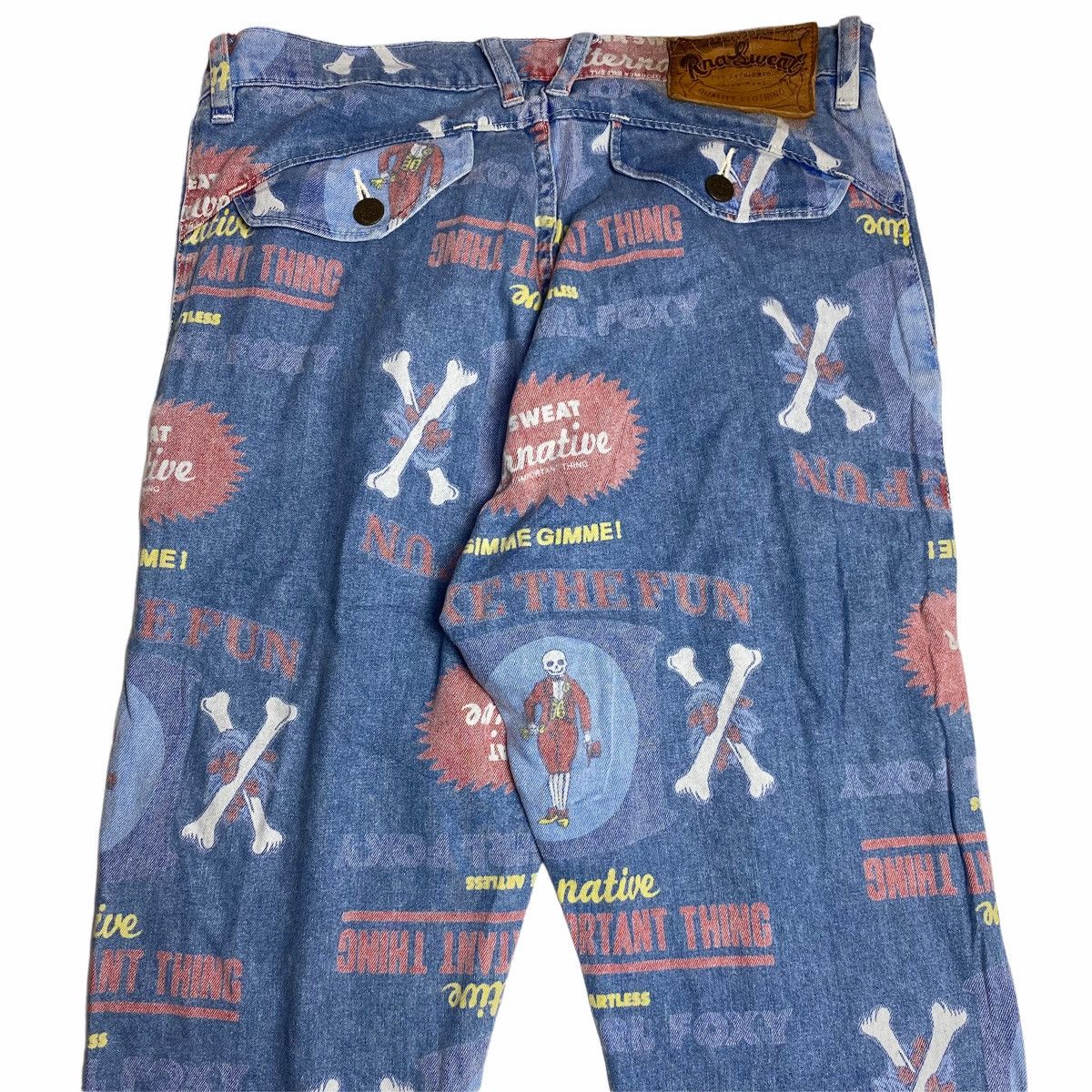 Hysteric Glamour 1990s RNA Inc - Printed Cross Bone Denim Pants Size US 30 / EU 46 - 5 Thumbnail