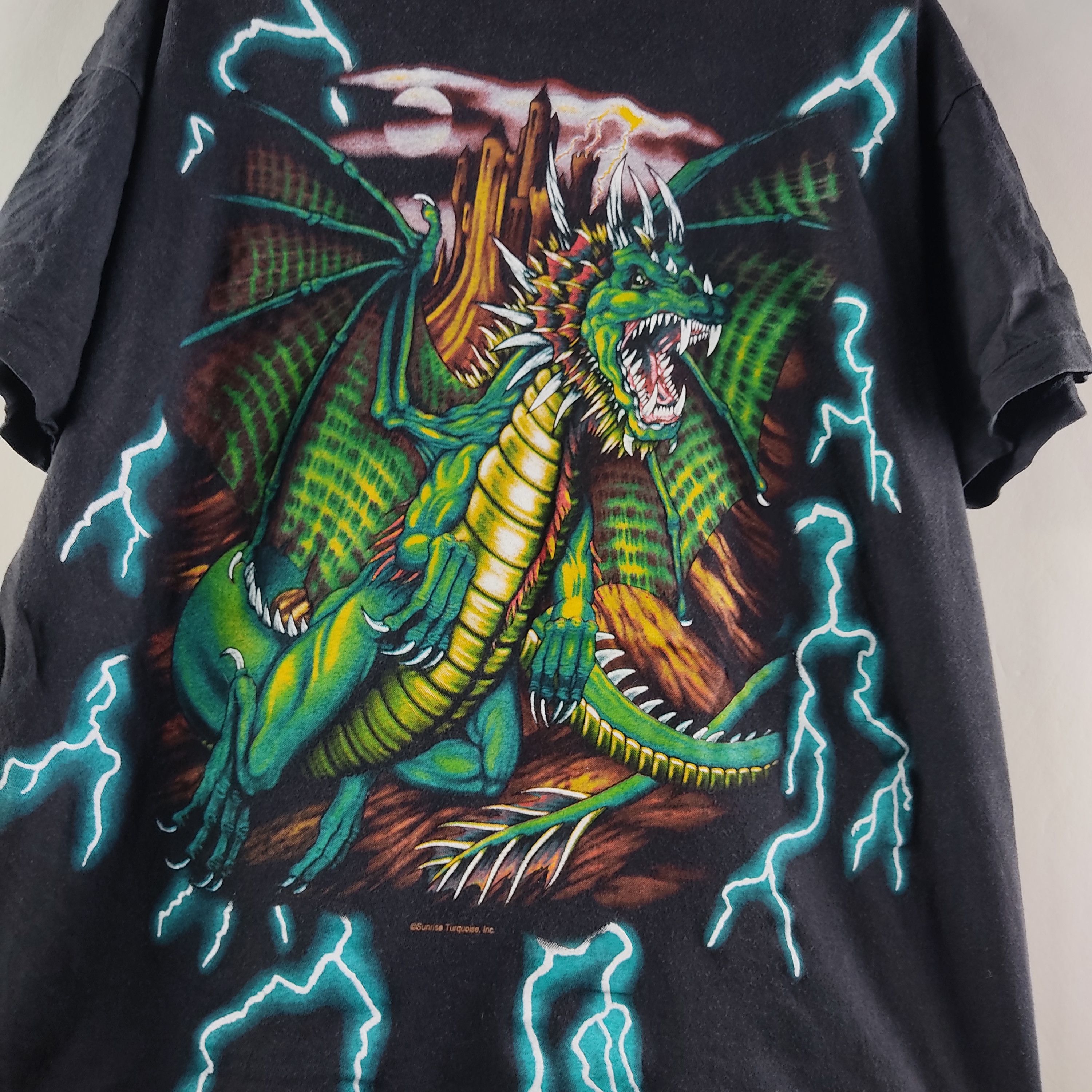 Harley Davidson × Vintage 90's American Thunder all over print Dragon Size US XL / EU 56 / 4 - 4 Thumbnail