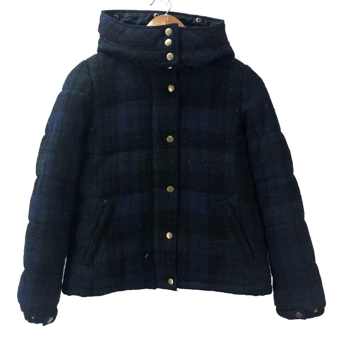 image of Harris Tweed X Earth Music Hooded Coat Wool Jacket in Stripe, Men's (Size Small)