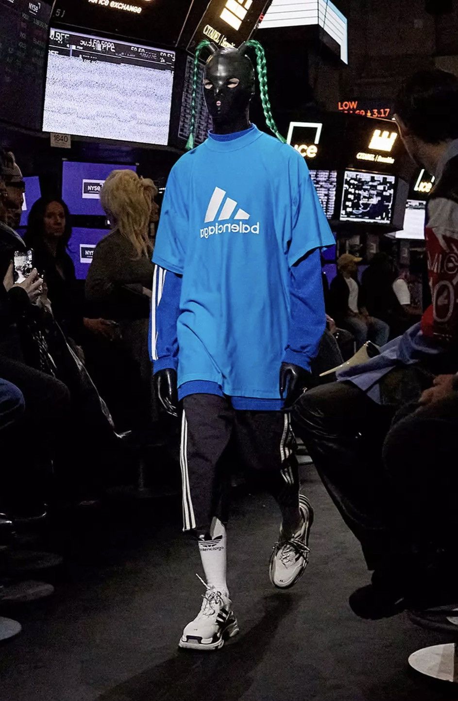 Adidas × Balenciaga Sz2 Blue L/S 3 Stripe Shirt Size US M / EU 48-50 / 2 - 2 Thumbnail
