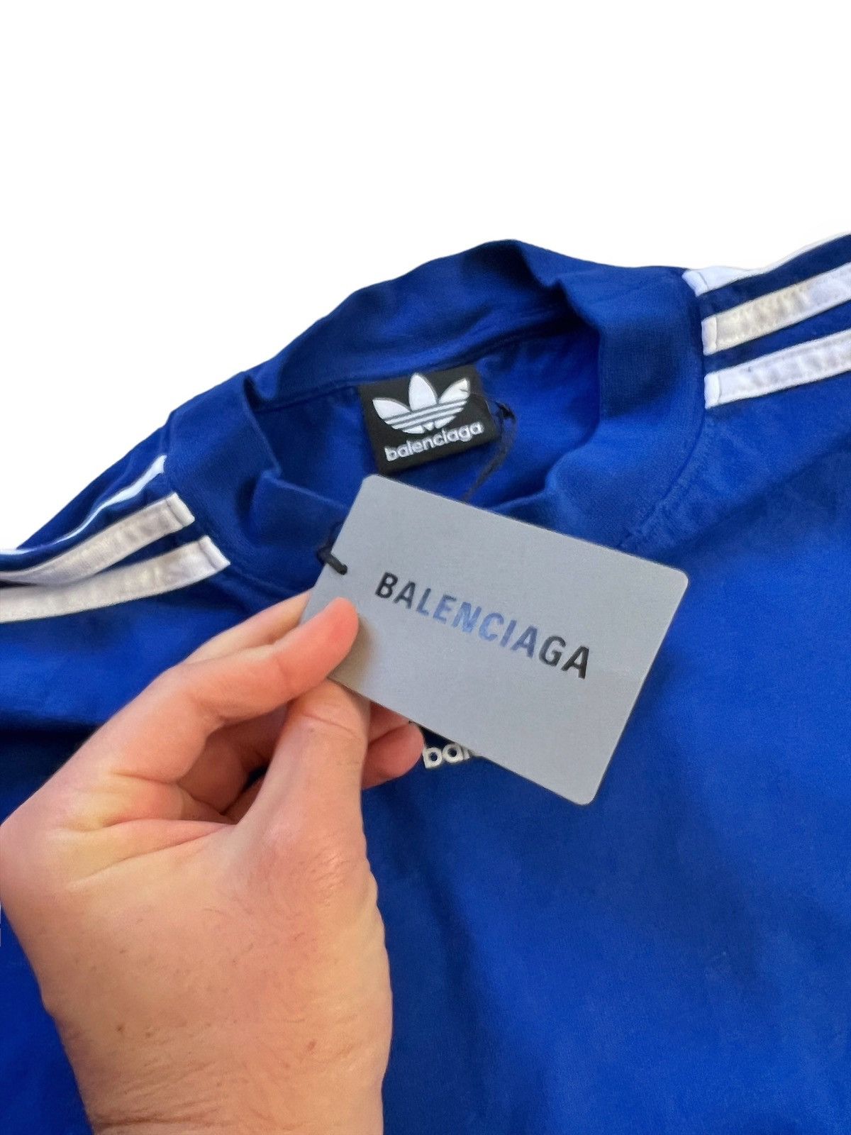 Adidas × Balenciaga Sz2 Blue L/S 3 Stripe Shirt Size US M / EU 48-50 / 2 - 9 Thumbnail