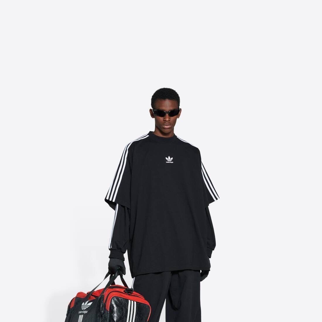 Adidas × Balenciaga Black Oversized 3 Stripe Shirt Size US L / EU 52-54 / 3 - 2 Thumbnail