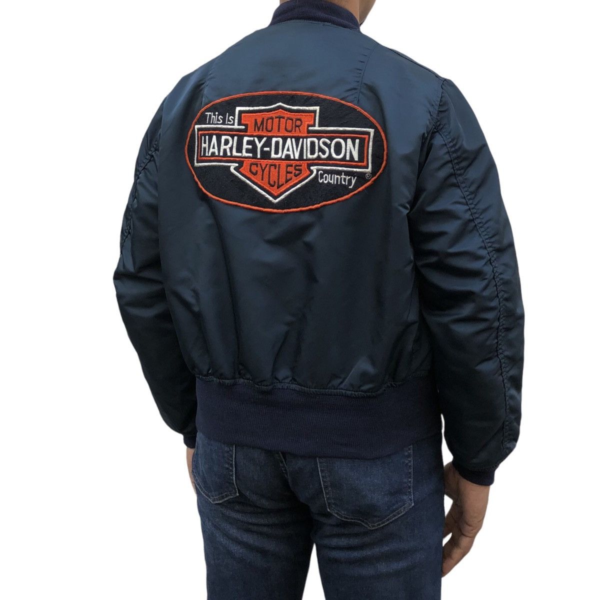 Alpha Industries Vtg Alpha MA-1 Custom Harley Davidson Patched Bomber Jacket Size US M / EU 48-50 / 2 - 6 Thumbnail