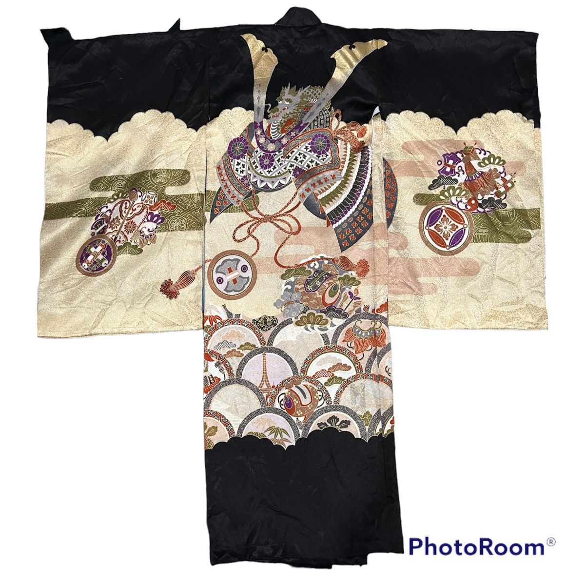 image of Kimono Japan Dragon in Black Gold, Men's (Size XS)