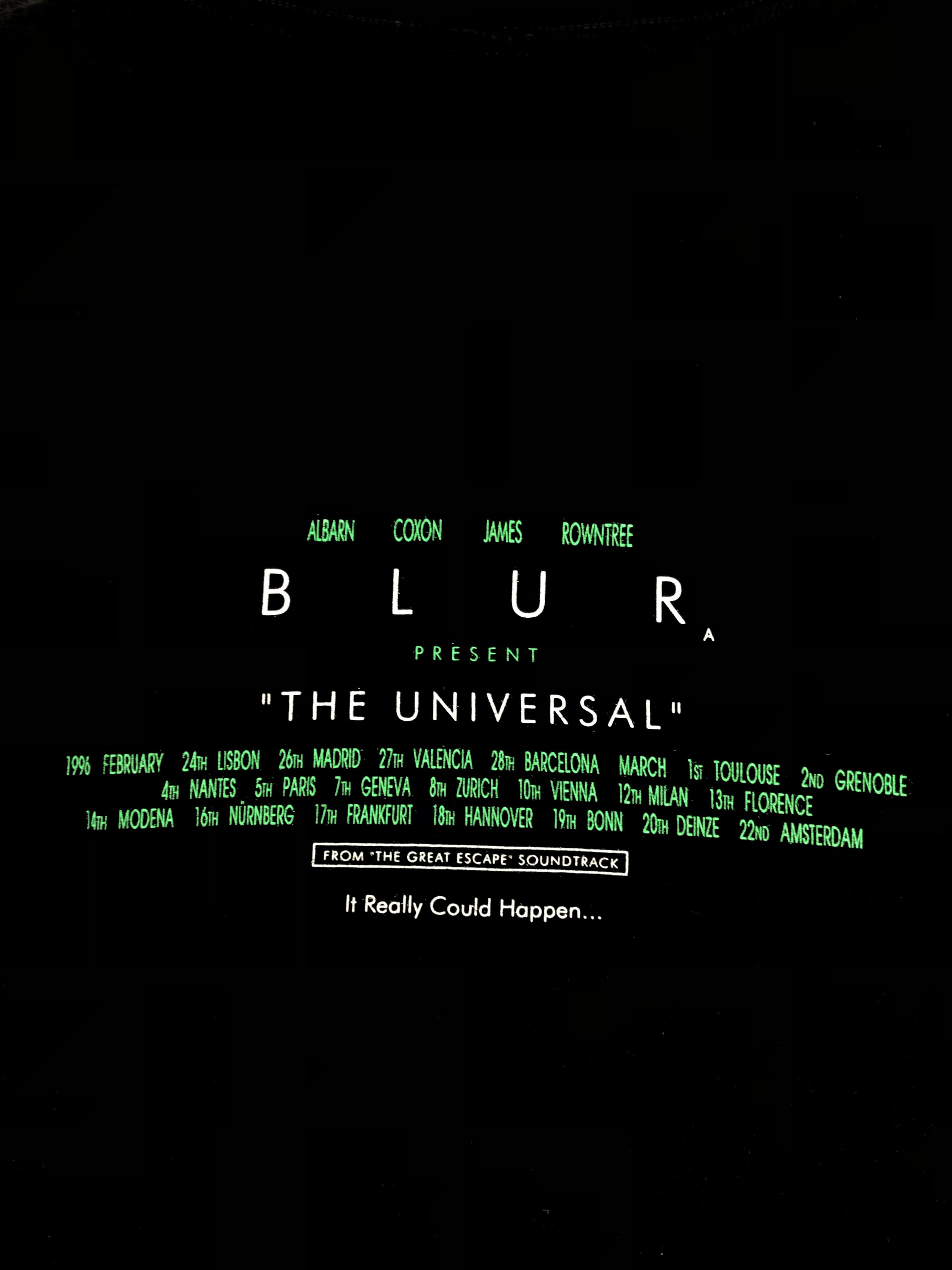 Band Tees Vintage 1995 Blur The Universal (Pulp My Bloody Valentine) Size US XL / EU 56 / 4 - 7 Thumbnail