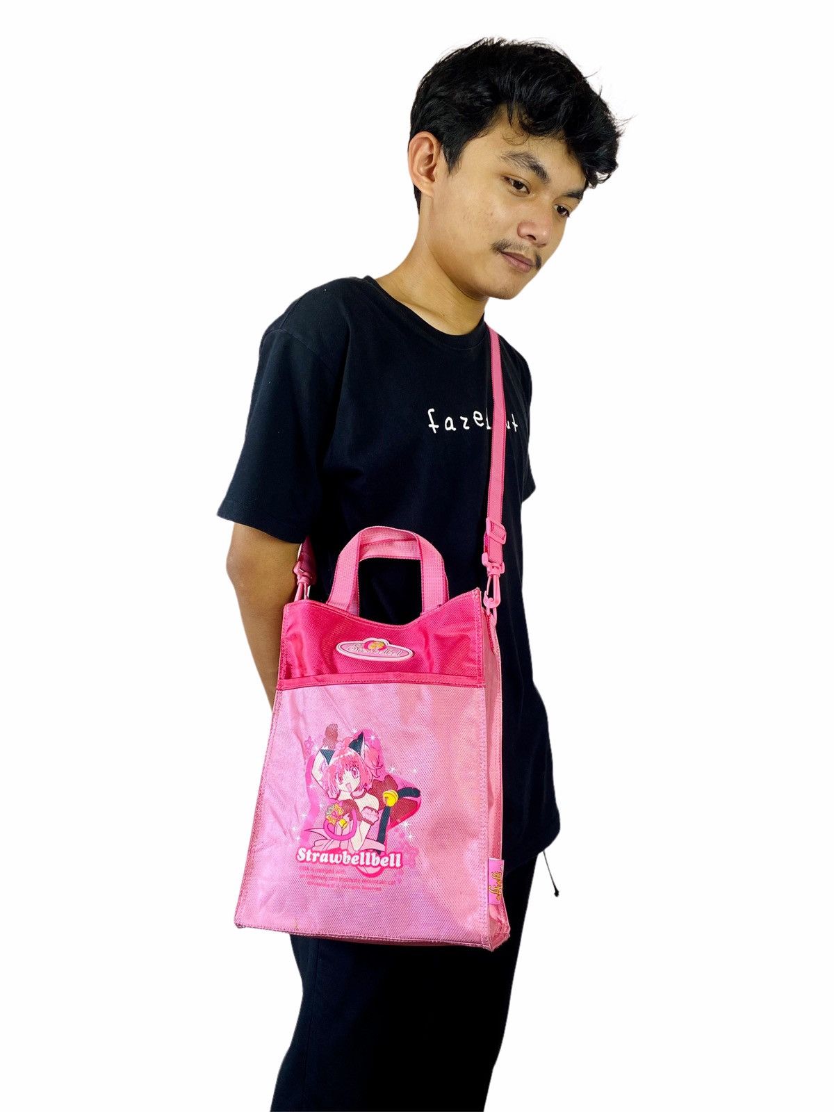 image of Needgoney2K Kawaii Strawbellbell 2 Way Mini Sling Bag in Pink, Men's