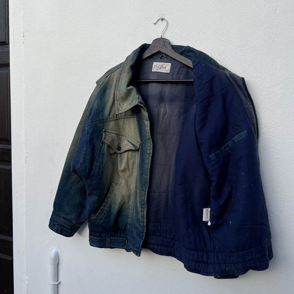 Japanese Brand RARE DISTRESSED STYLE GOD SPEED BOMBER JACKET DOUBLE BREAST Size US L / EU 52-54 / 3 - 14 Thumbnail