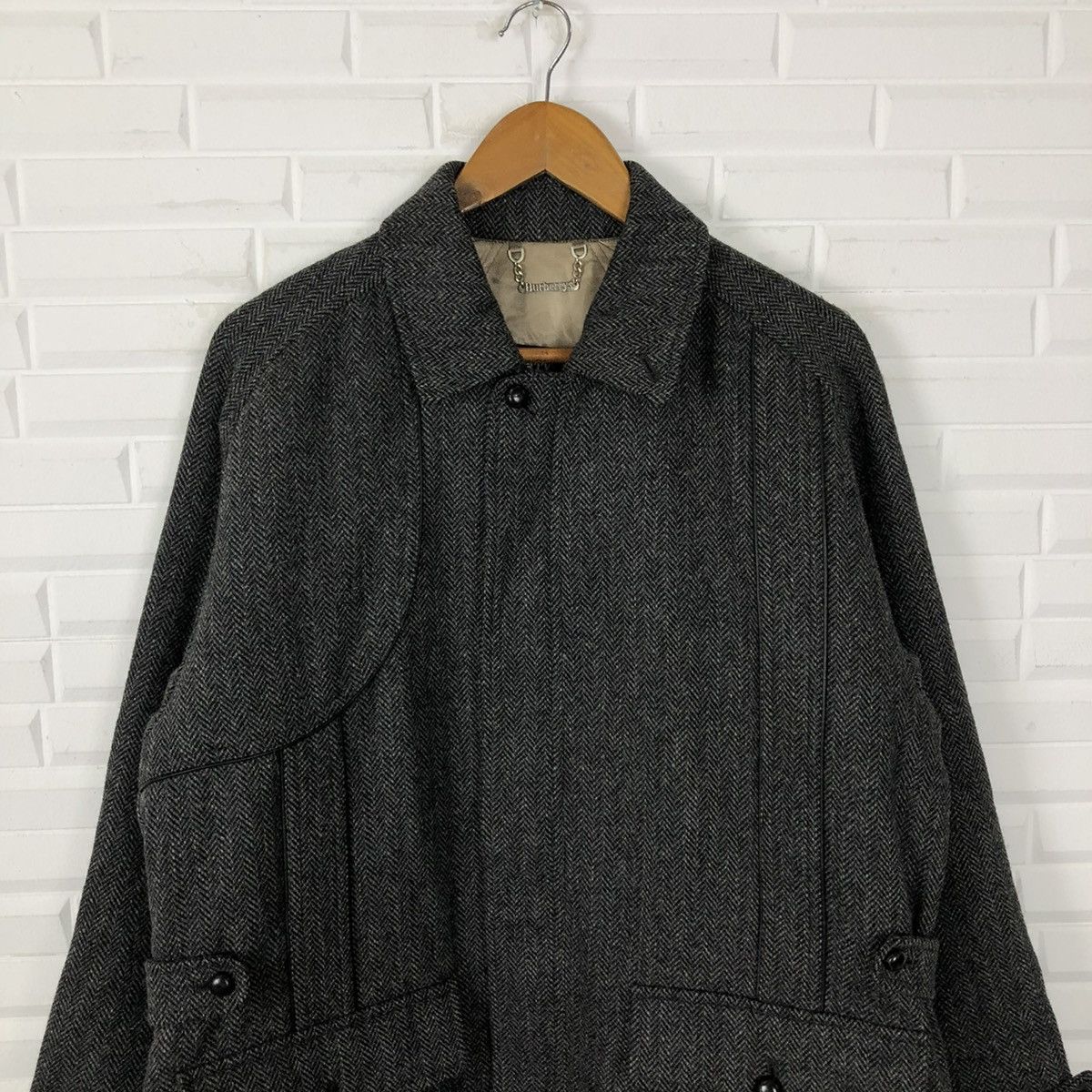 Burberry VINTAGE WOOL JACKET BURBERRY HERRINGBONE DESIGN Size US L / EU 52-54 / 3 - 3 Thumbnail