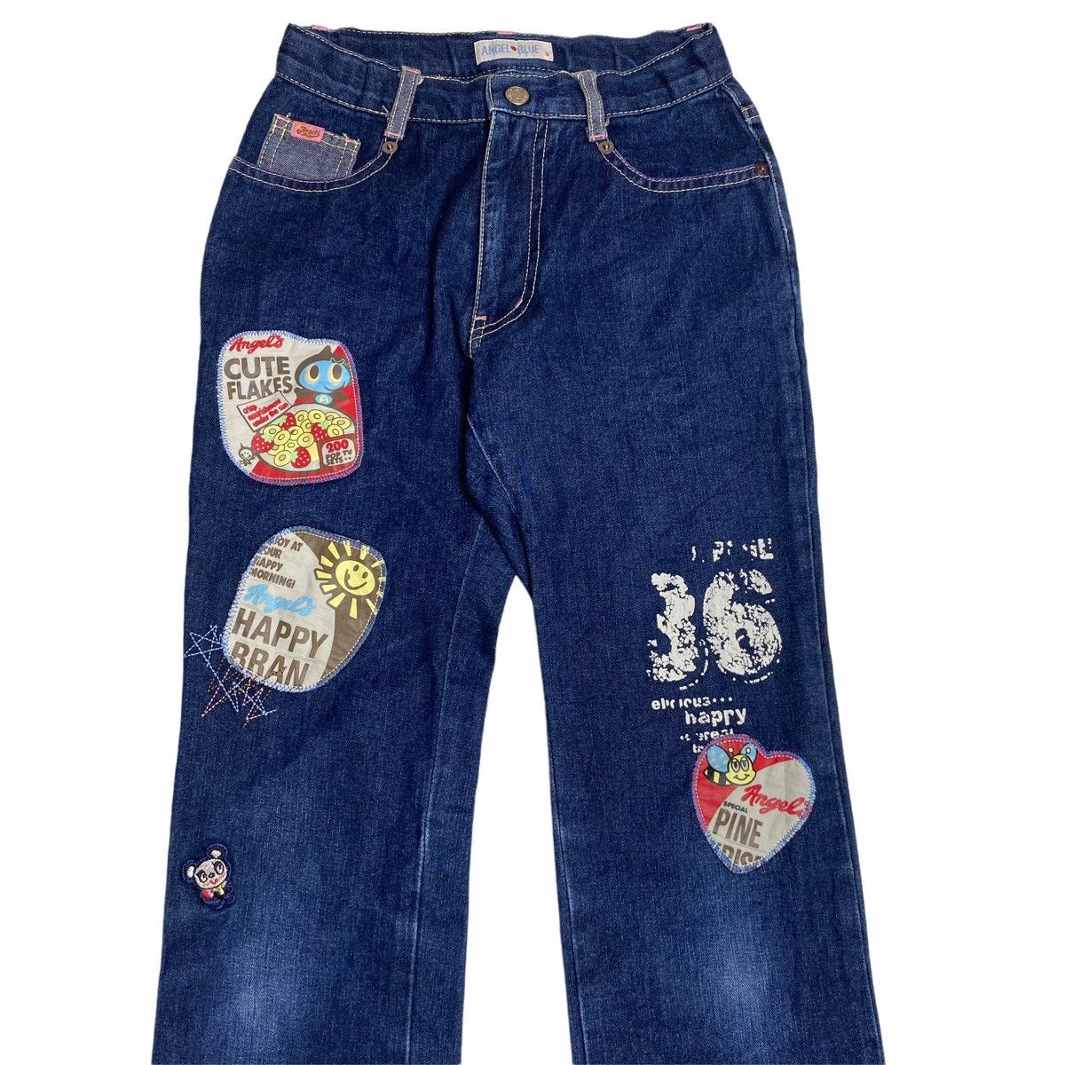 ❤️‍🔥DELETE24H❤️‍🔥1990s Angel Blue Flower Generation Patch Denim