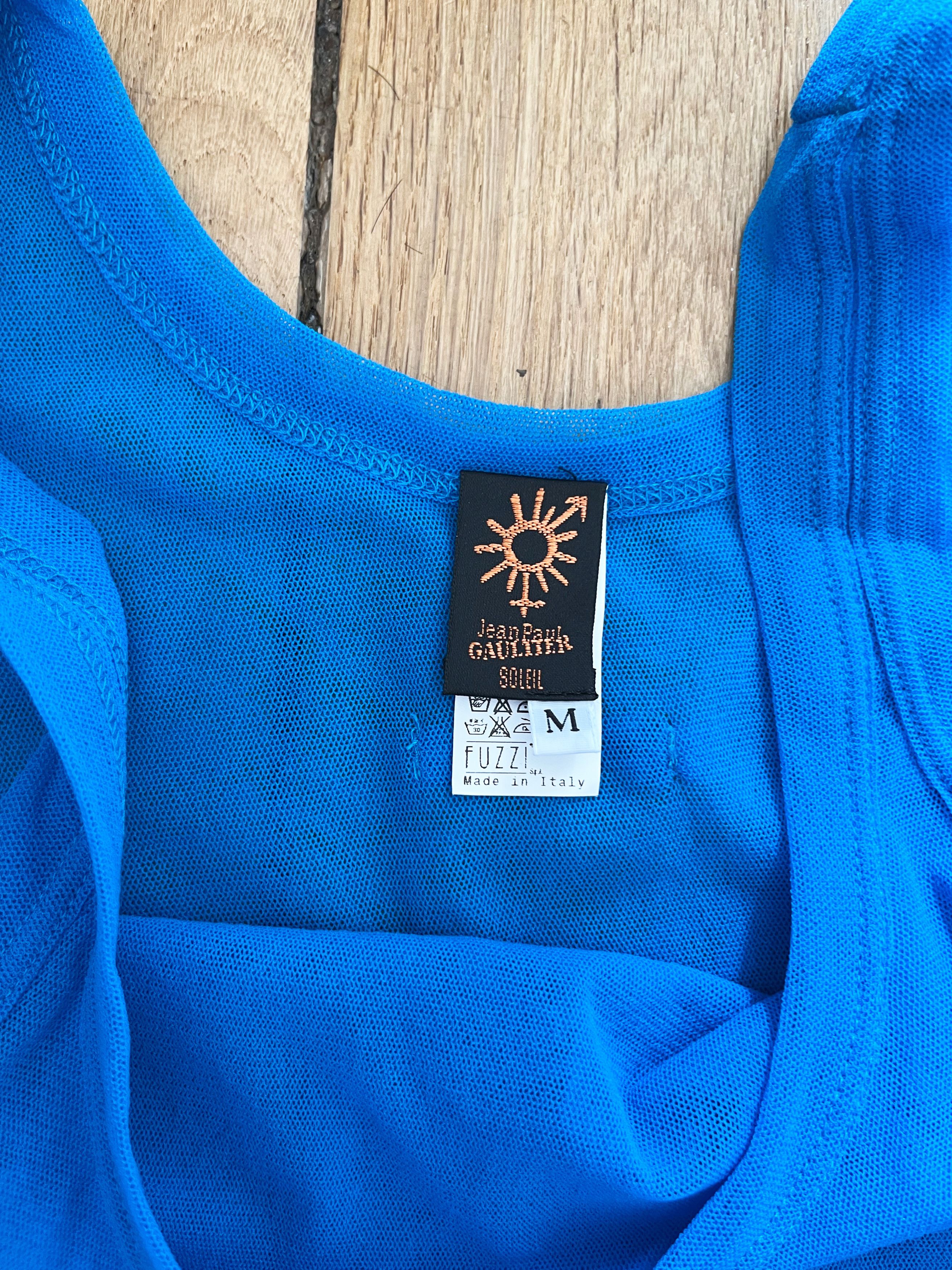 Jean Paul Gaultier Blue Double Layered Mesh Tank Top Size S / US 4 / IT 40 - 3 Thumbnail