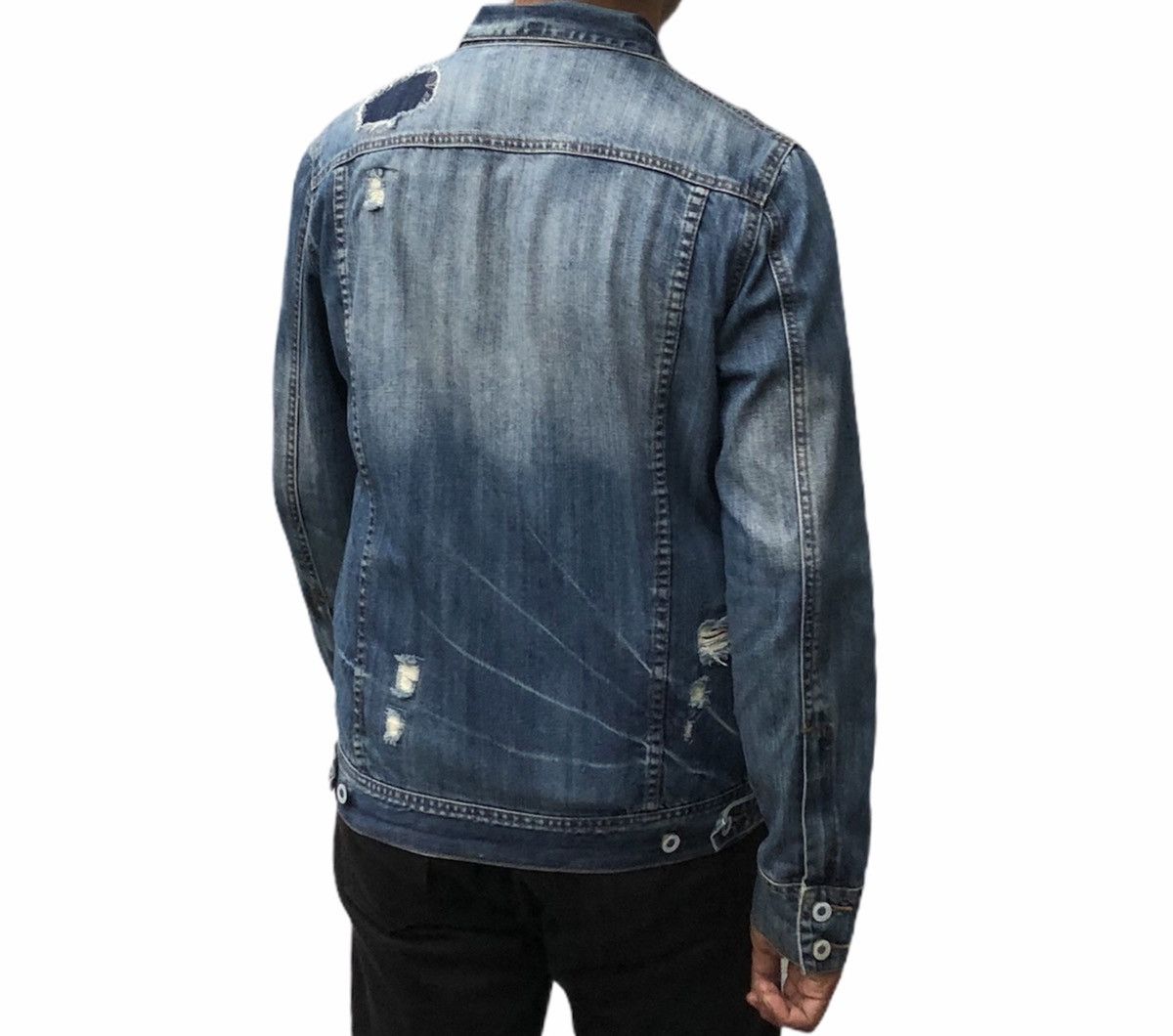 Japanese Brand Charles And A Half Men's Distressed Denim ZipUp Jean Jacket Size US M / EU 48-50 / 2 - 5 Thumbnail