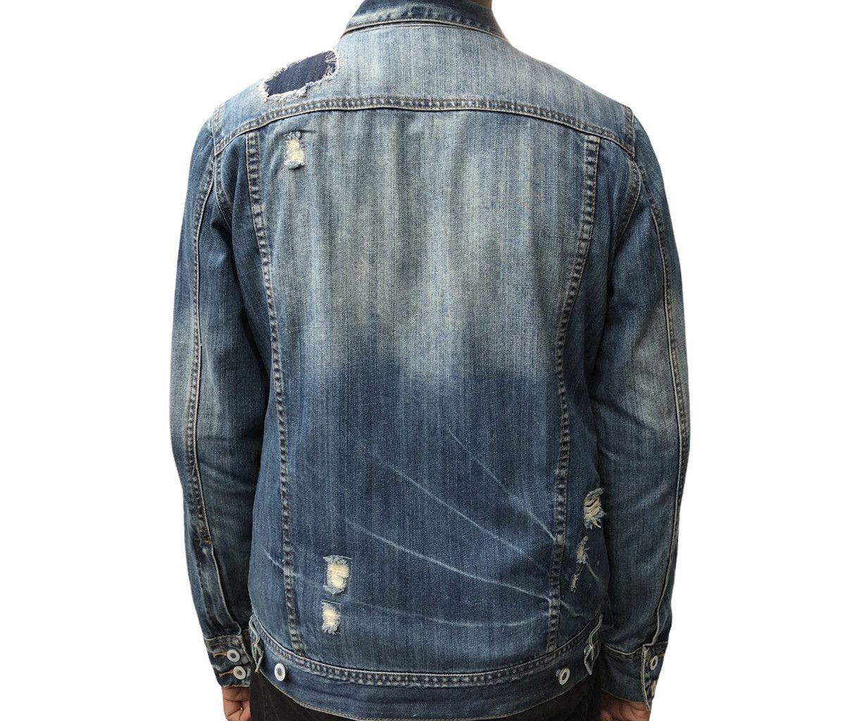 Japanese Brand Charles And A Half Men's Distressed Denim ZipUp Jean Jacket Size US M / EU 48-50 / 2 - 6 Thumbnail
