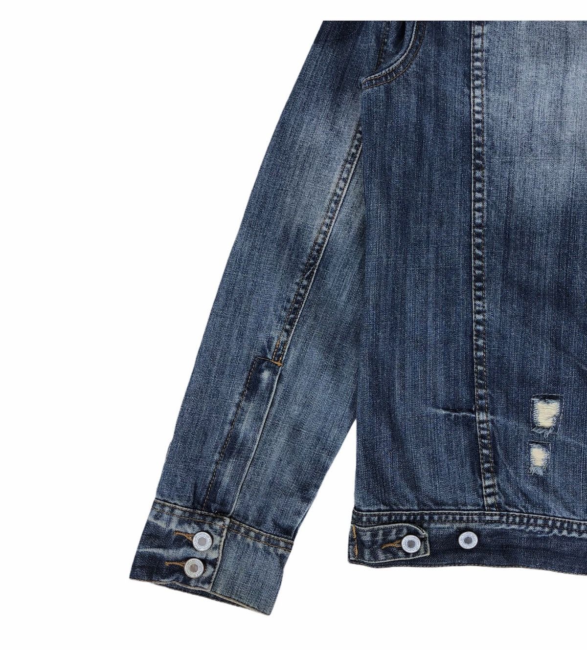 Japanese Brand Charles And A Half Men's Distressed Denim ZipUp Jean Jacket Size US M / EU 48-50 / 2 - 21 Thumbnail