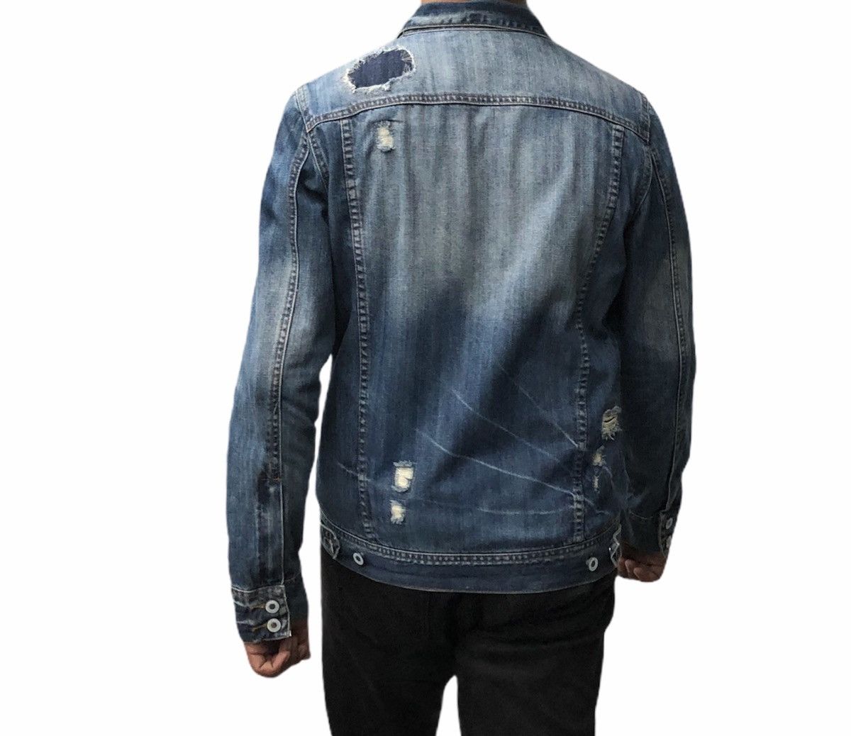 Japanese Brand Charles And A Half Men's Distressed Denim ZipUp Jean Jacket Size US M / EU 48-50 / 2 - 7 Thumbnail