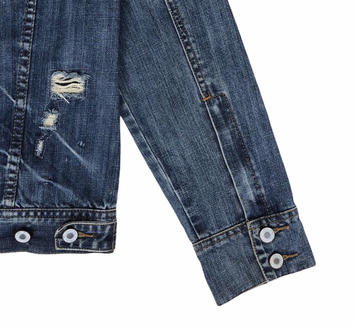 Japanese Brand Charles And A Half Men's Distressed Denim ZipUp Jean Jacket Size US M / EU 48-50 / 2 - 22 Thumbnail