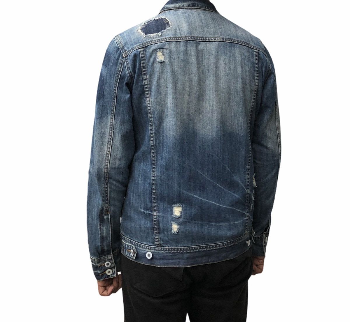 Japanese Brand Charles And A Half Men's Distressed Denim ZipUp Jean Jacket Size US M / EU 48-50 / 2 - 4 Thumbnail