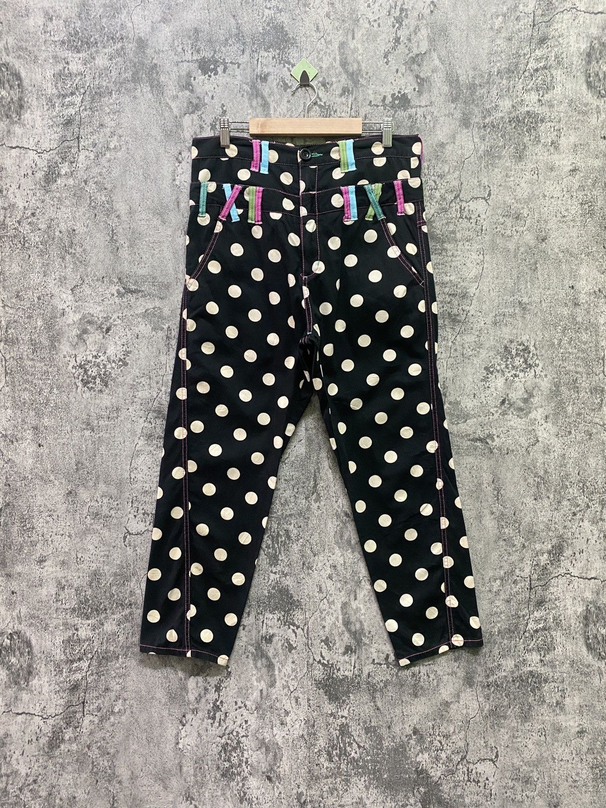 image of Art Comes First Japanese Made Polka-Dot Double Waist Baggy Style Pant in Black, Men's (Size 31)