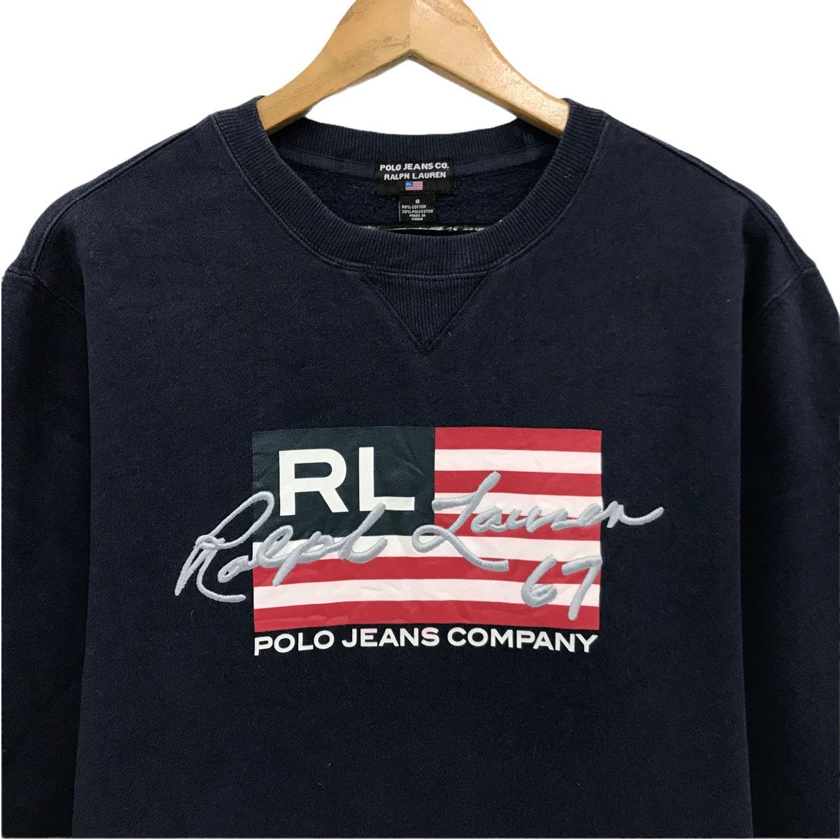 Polo Ralph Lauren × Ralph Lauren × Vintage Polo Jeans Ralph Lauren Usa Flag Sweatshirt Size US M / EU 48-50 / 2 - 2 Thumbnail