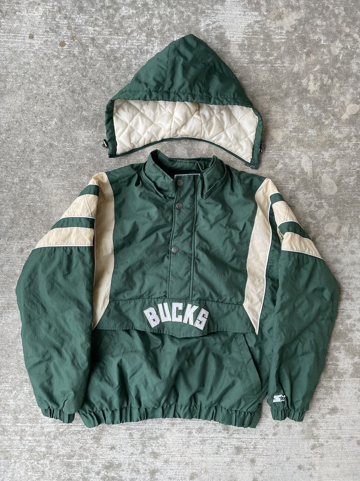 image of Milwaukee Bucks Nba Starter Anorak Jacket in Green/Cream, Men's (Size XL)