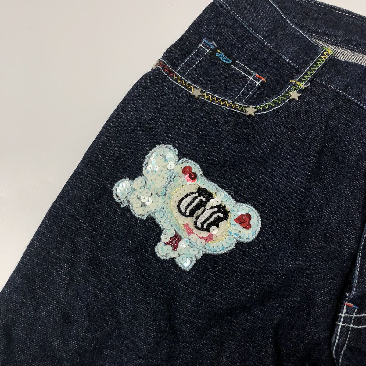 Hysteric Glamour × Japanese Brand 1990s Angel Blue - Sequin Short Denim Pants Size US 29 - 3 Thumbnail