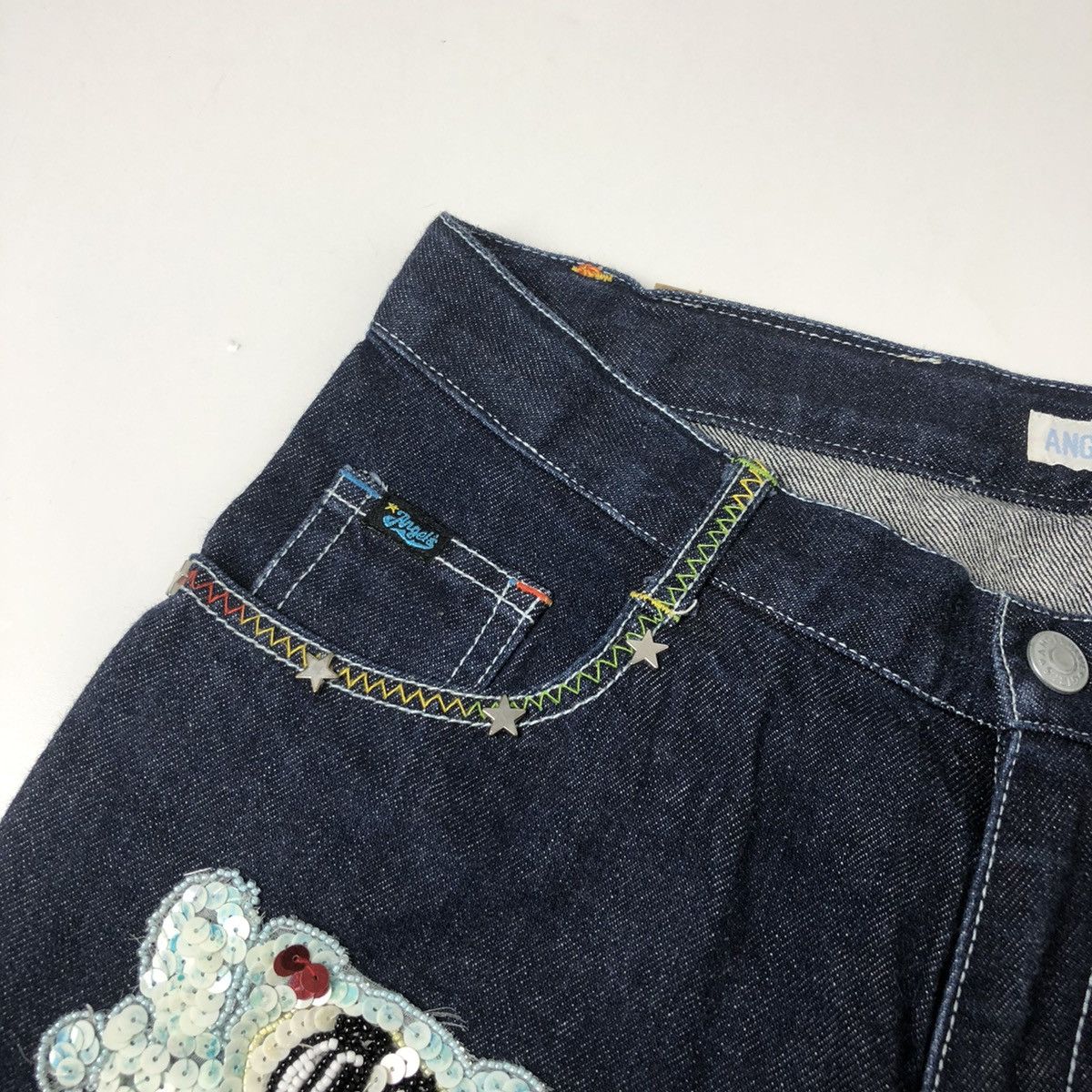 Hysteric Glamour × Japanese Brand 1990s Angel Blue - Sequin Short Denim Pants Size US 29 - 5 Thumbnail