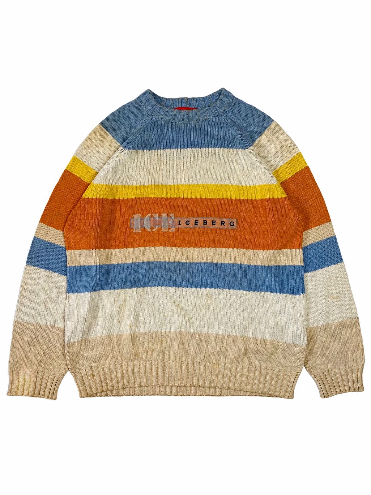 image of 1990S Iceberg Italy - Multicolored Knitted Sweater, Men's (Size Large)