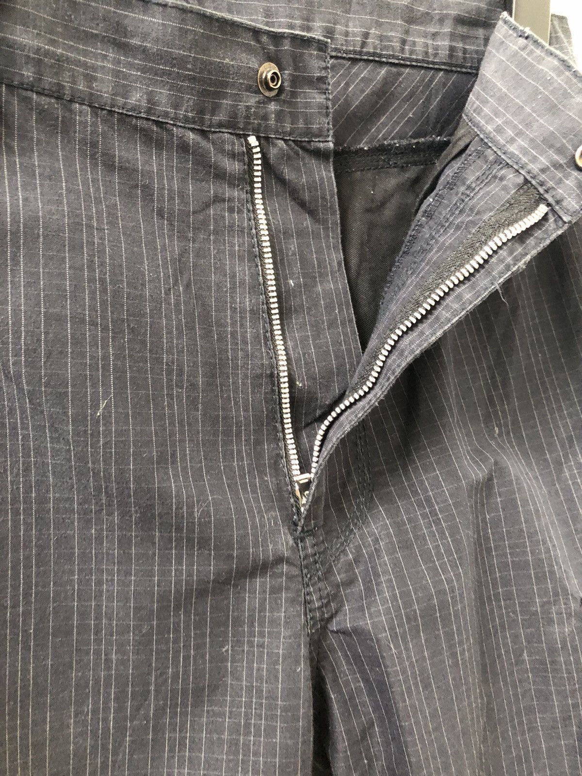 Vintage Navy Blue Striped Multi Pocket Cargo Trouser Cropped Pant Size US 31 - 5 Thumbnail