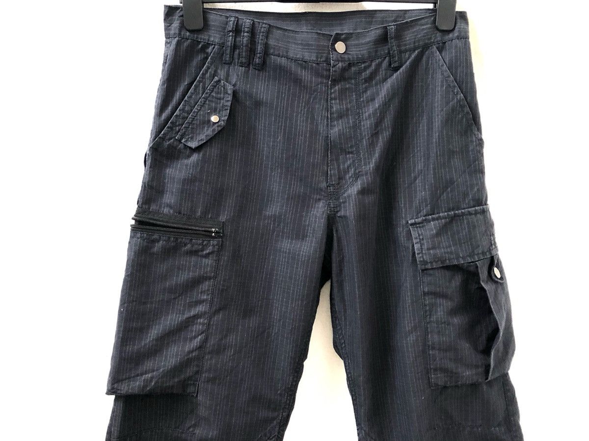 Vintage Navy Blue Striped Multi Pocket Cargo Trouser Cropped Pant Size US 31 - 2 Thumbnail
