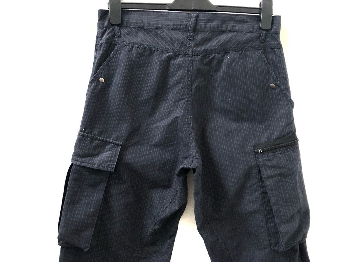 Vintage Navy Blue Striped Multi Pocket Cargo Trouser Cropped Pant Size US 31 - 10 Thumbnail