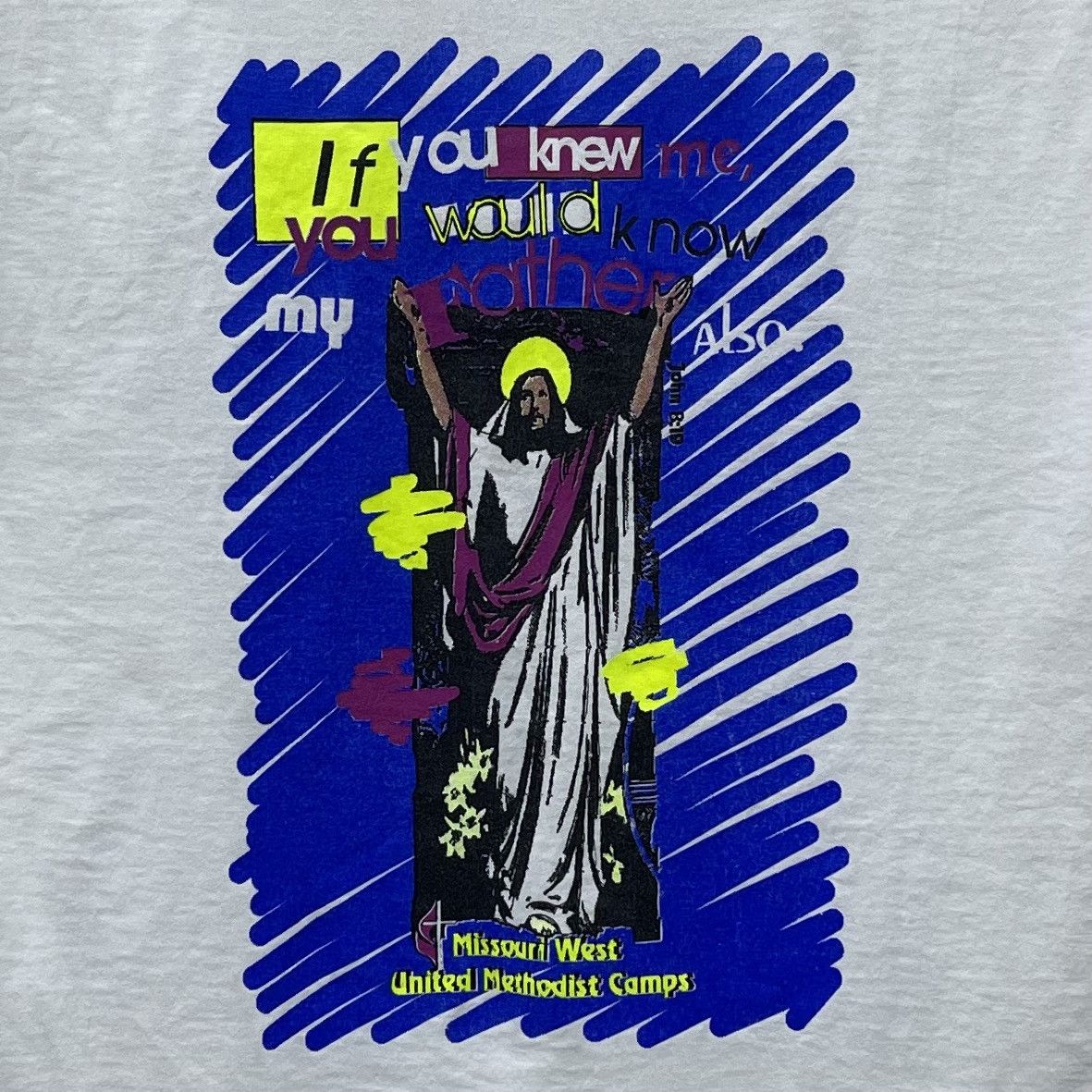 Vintage Vintage 90s Jesus T-Shirt Do You Know This Man? Size US L / EU 52-54 / 3 - 2 Thumbnail