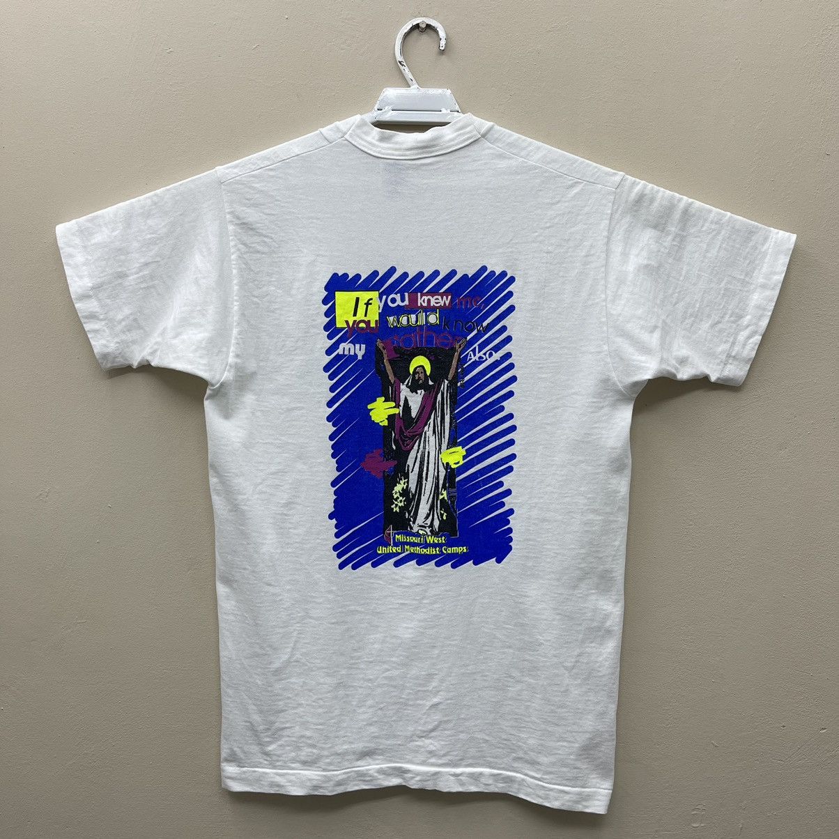 Vintage Vintage 90s Jesus T-Shirt Do You Know This Man? Size US L / EU 52-54 / 3 - 1 Thumbnail