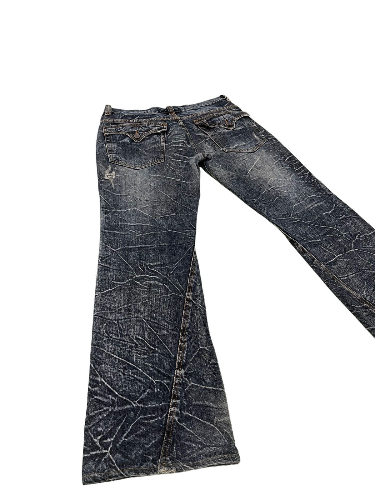 Japanese Brand Flare Jeans Nylaus Acid Wash Denim Boot Cut 4🟦0 Size US 33 - 13 Thumbnail