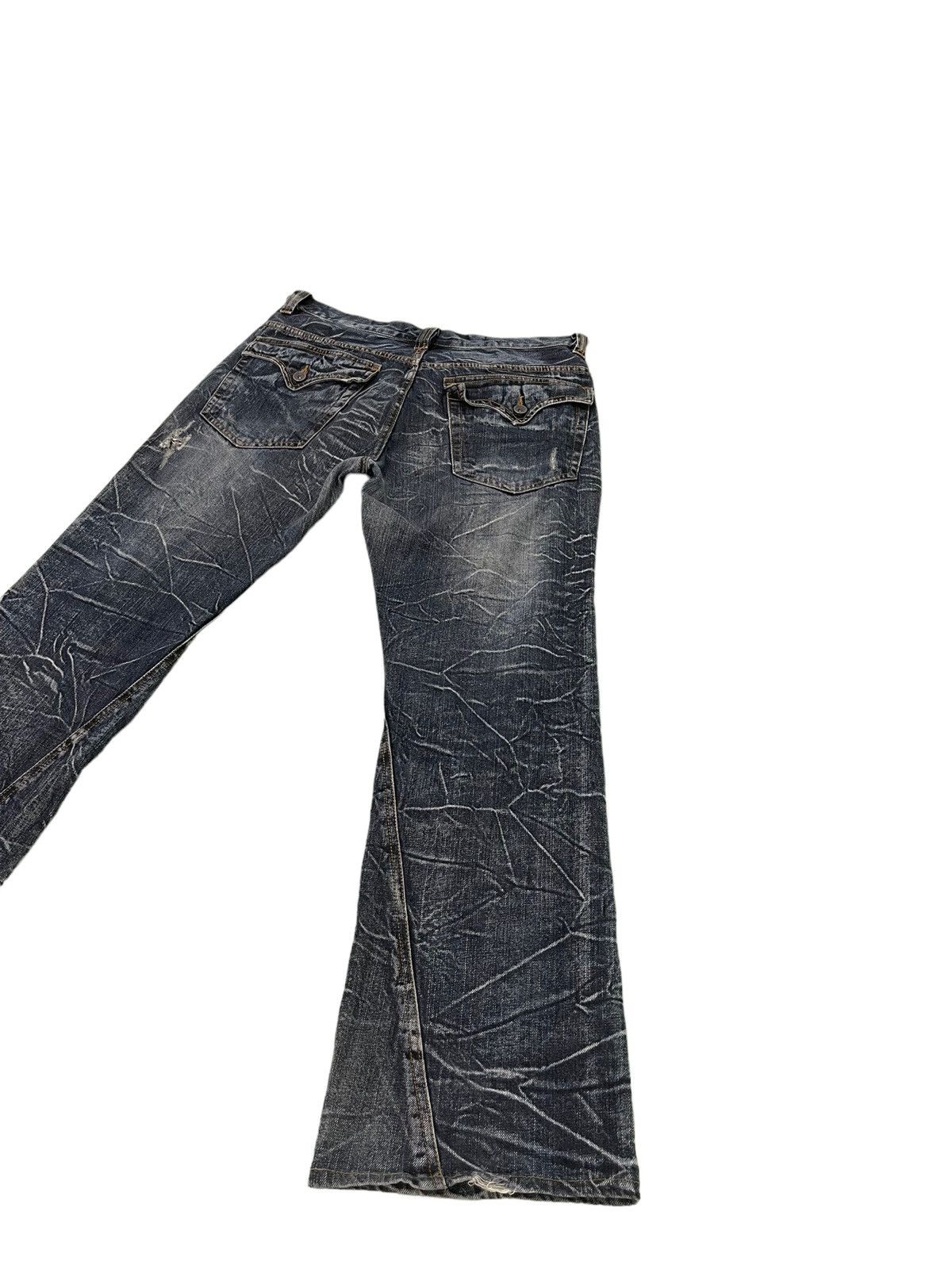 Japanese Brand Flare Jeans Nylaus Acid Wash Denim Boot Cut 4🟦0 Size US 33 - 14 Thumbnail