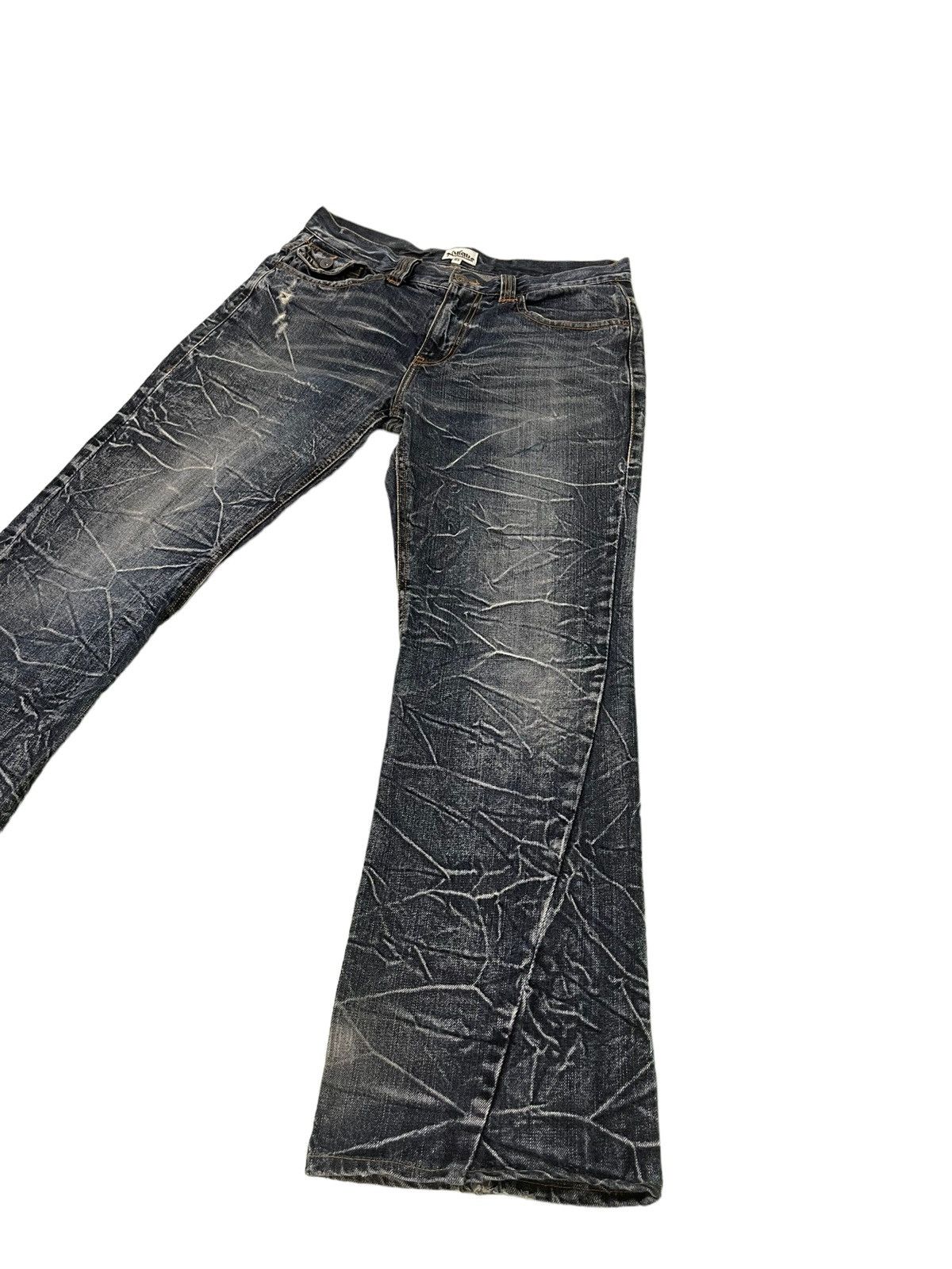 Japanese Brand Flare Jeans Nylaus Acid Wash Denim Boot Cut 4🟦0 Size US 33 - 3 Thumbnail