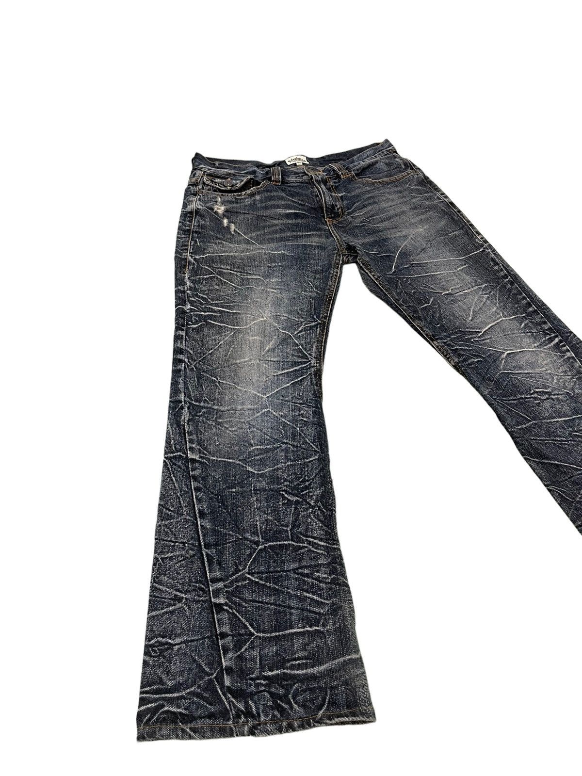 Japanese Brand Flare Jeans Nylaus Acid Wash Denim Boot Cut 4🟦0 Size US 33 - 1 Thumbnail