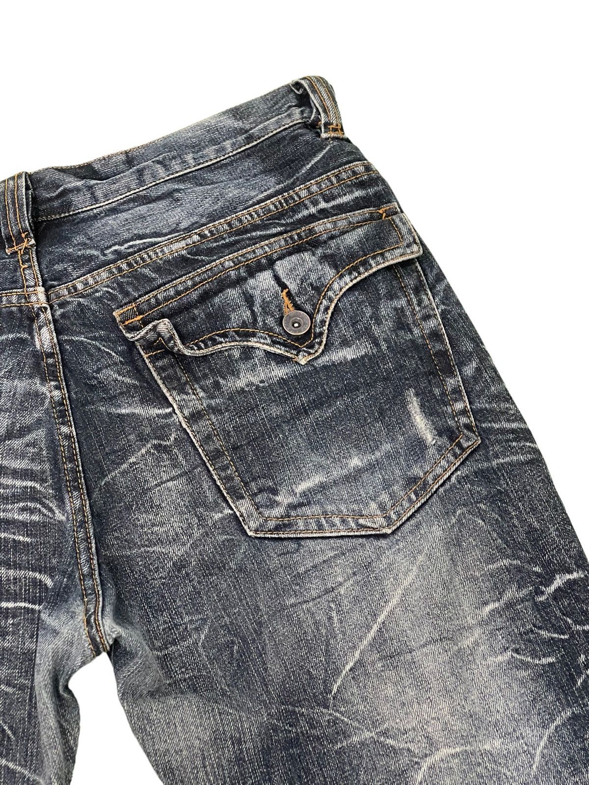 Japanese Brand Flare Jeans Nylaus Acid Wash Denim Boot Cut 4🟦0 Size US 33 - 21 Thumbnail