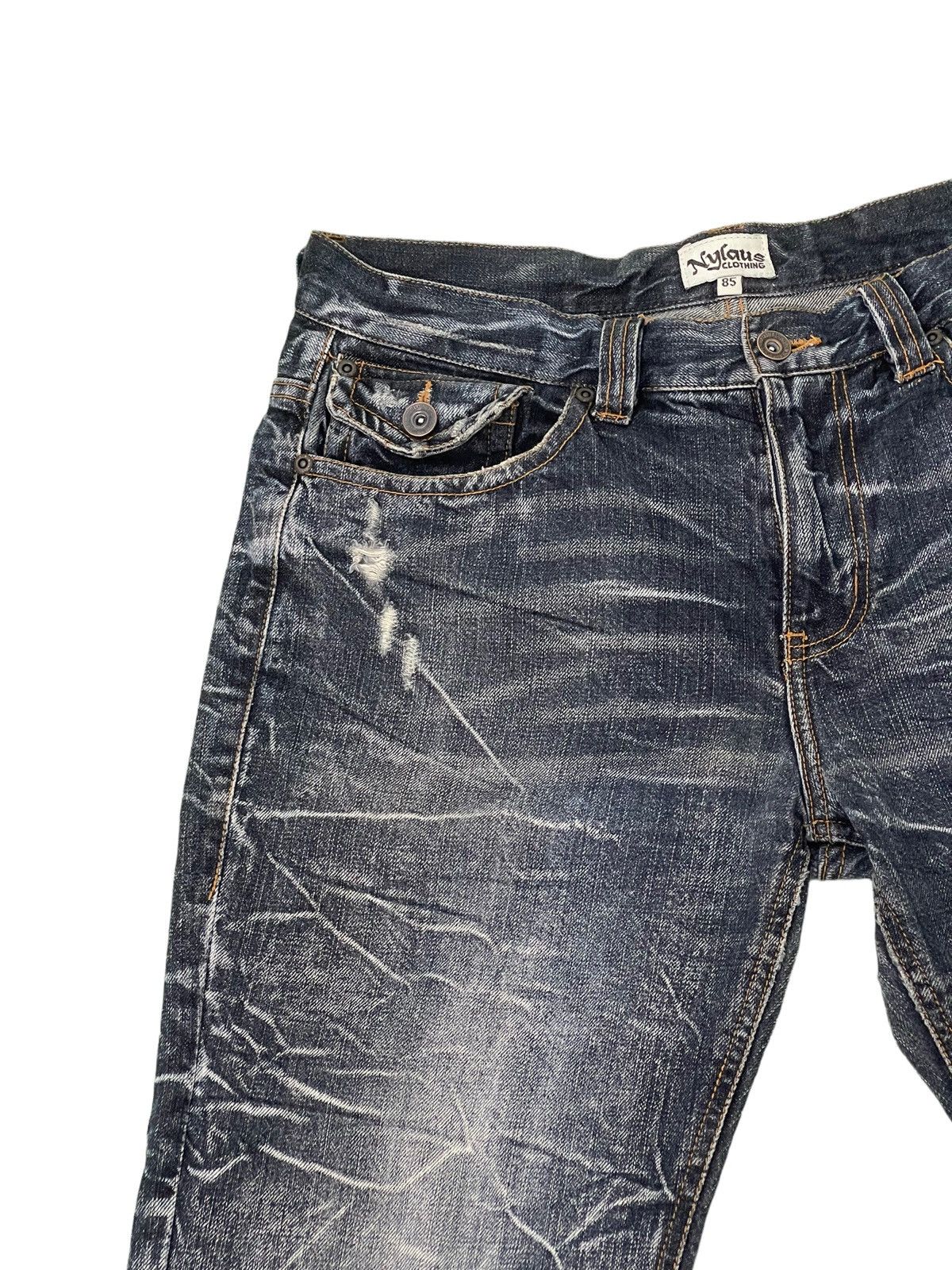 Japanese Brand Flare Jeans Nylaus Acid Wash Denim Boot Cut 4🟦0 Size US 33 - 8 Thumbnail